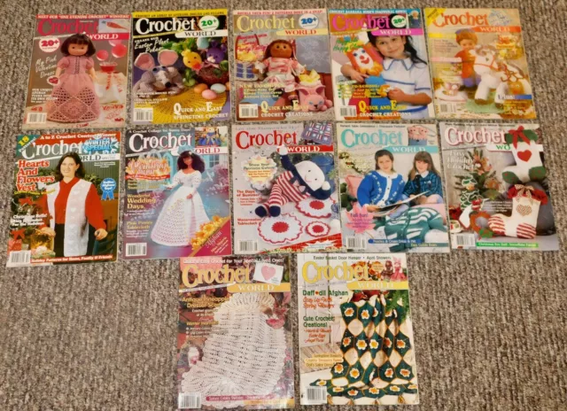 Lot 12 Crochet World Vintage 1990's Magazines Patterns 1990-1999 RARE!