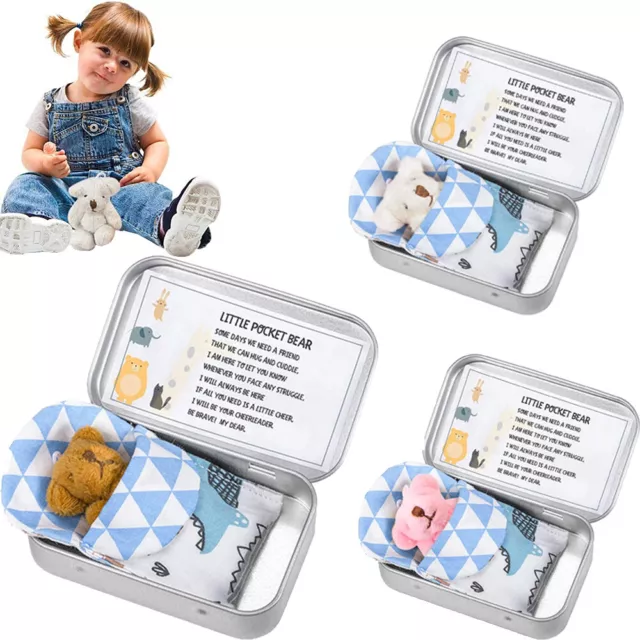 Pocket Hug Tiny Teddy Handmade Bear in a Tin Box Cute Plush Toy Christmas Gifts