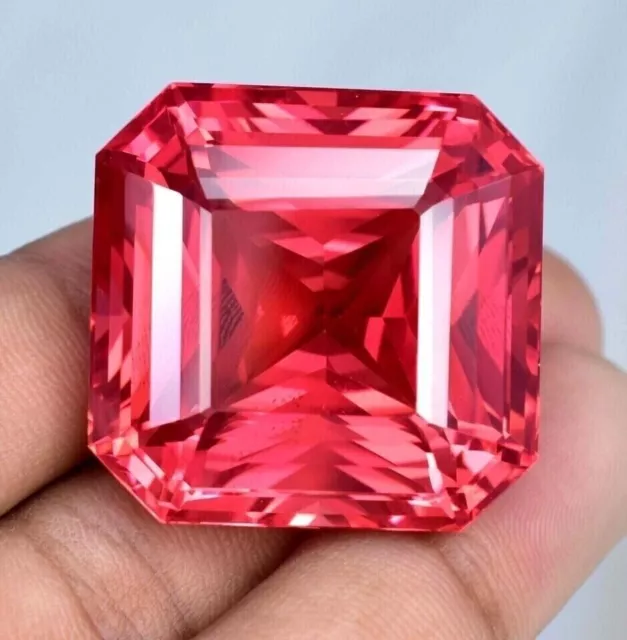 Naturel 50,00 Ct + Padparadscha Sapphire Asscher Cut Meilleure pierre...