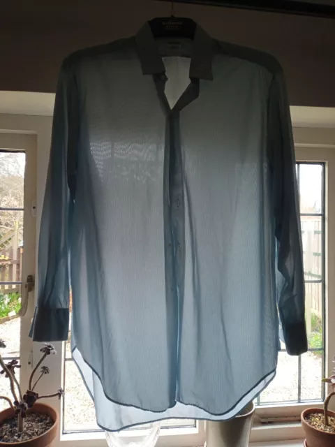 Mens French  nylon Shirt (Sheer Pale Blue)