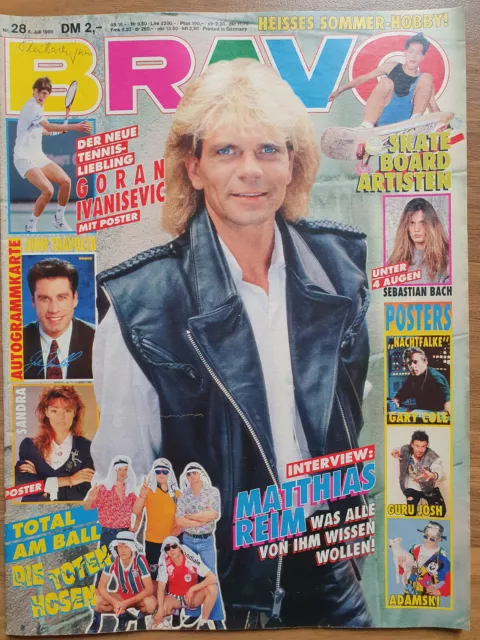 Bravo 28 5.7.1990 Matthias Reim, Die toten Hosen, Sandra, John Travolta, Adamski