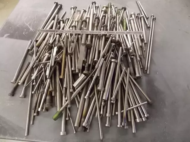 Lot of ejector pins, sleeves, core pins new and used mixed brands