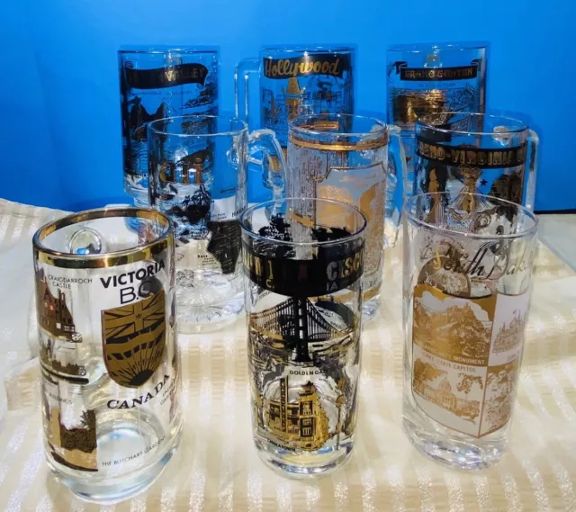 Souvenir Glasses Death Valley, LA, Grand Canyon, Hawaii, Reno, San Francisco Etc