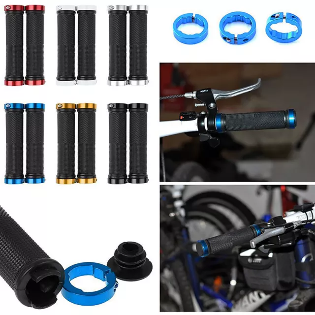 PE Rubber Grips Alloy Cuffs Bilateral Lock Bicycle Handle Grip Anti-skid FI