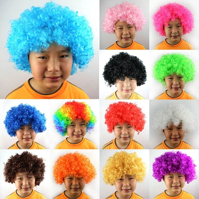 Funky Disco Hair Afro Wigs for Halloween Costume Party Men Women Kids Clown