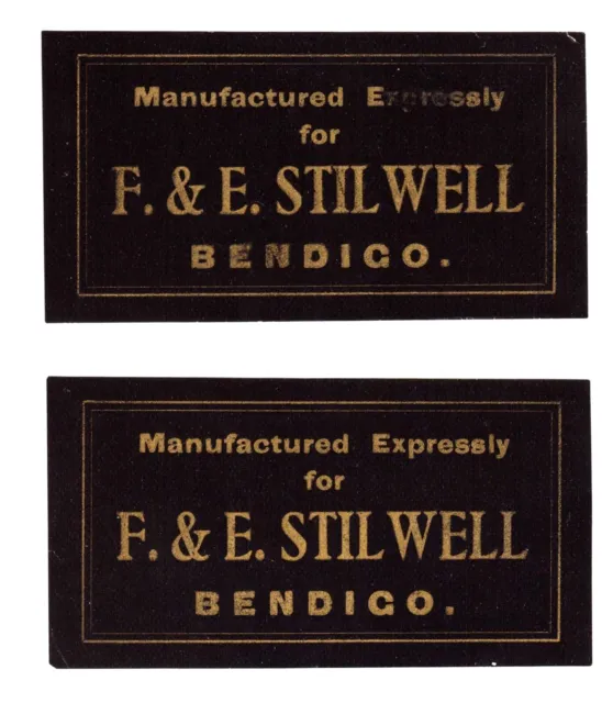 Two Vintage Paper Axe/Tool Labels by F&E Stilwell, Bendigo, Victoria, Australia