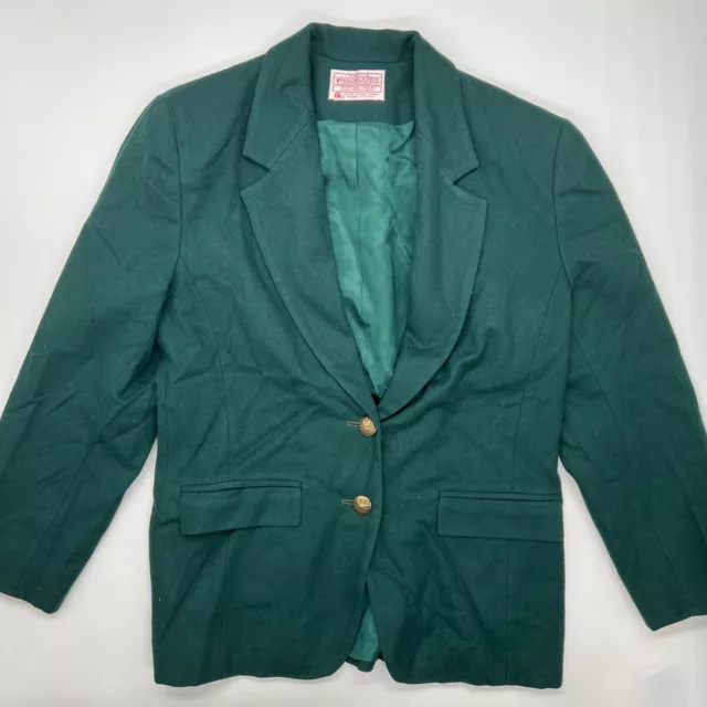 Pendleton Vintage Women’s Blazer Jacket Petite Small Virgin 100% Wool Teal Green
