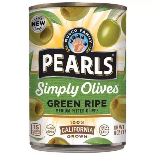 Pearls Simply Olives Green Ripe Medium Pitted Olives