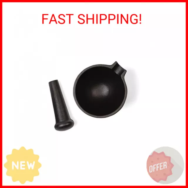 Fox Run Mortar and Pestle, Cast Iron, Black