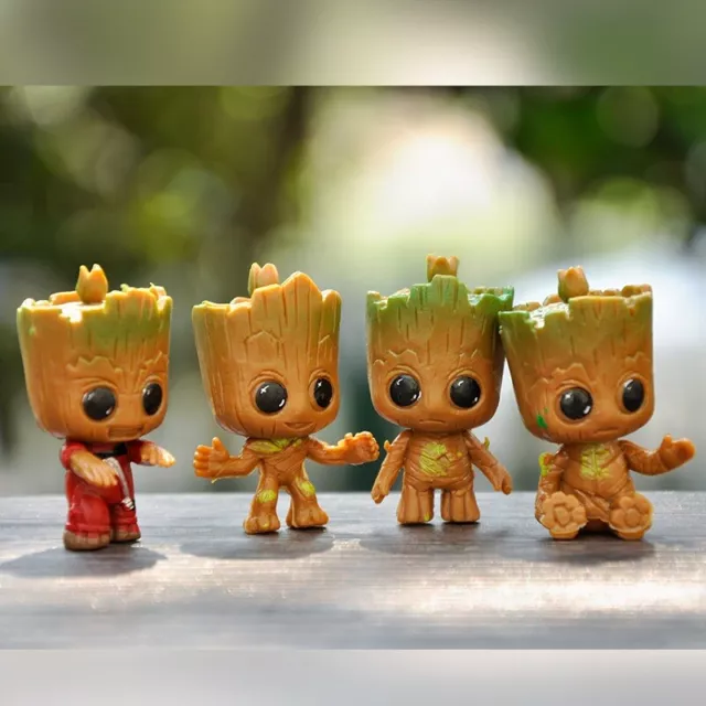 4PCS Guardians of  Galaxy Vol.2 Baby Groot PVC Action Figure Toy Car Decor Gift