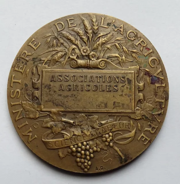 Médaille de table Ministère de l'Agriculture Signée Lagrange bronze 61gr61 2