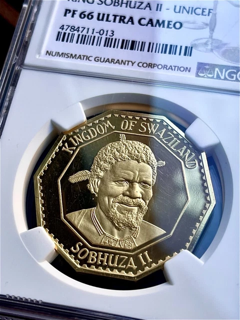 1974 Swaziland 20 Emalangeni Sobhuza II NGC PF66 Ultra Cameo 1974 Swaziland 20 Emalangeni Sobhuza II NGC PF66 Ultra Cameo