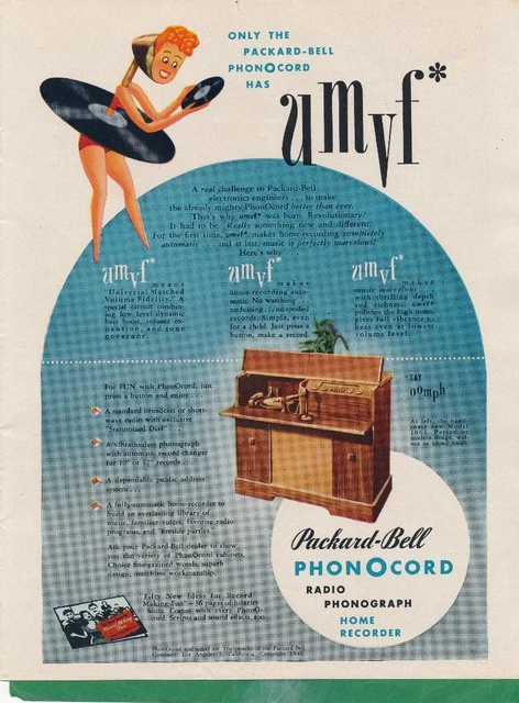 Magazine Ad - 1947 - Packard Bell Phonocord - (#2)