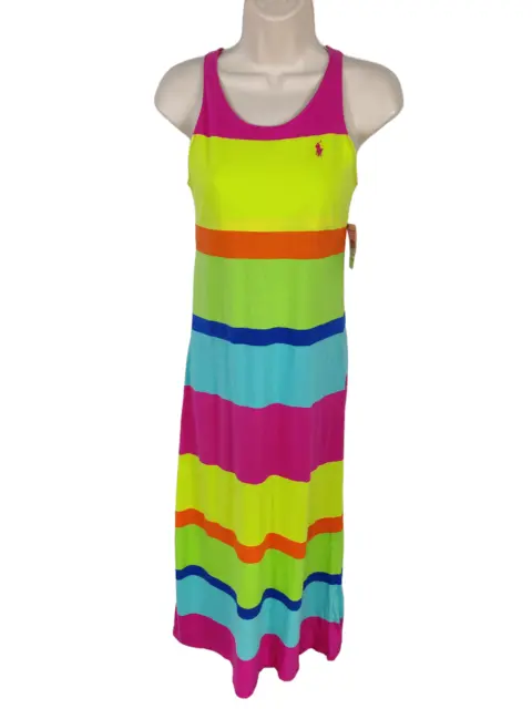 Polo Bambina Ralph Lauren Bambini Età 12-14 Anni Multi Righe Maxi Abito Estivo