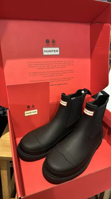 Black hunter commando chelsea boots Sz 9