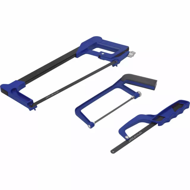 SCA 3Pc HACKSAW SET WITH BLADES (300mm, 250mm, 150mm) SHED WORKSHOP METAL SAWS