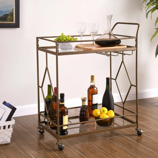 Carro de barra de metal Better Homes & Gardens Nicola, bronce dorado