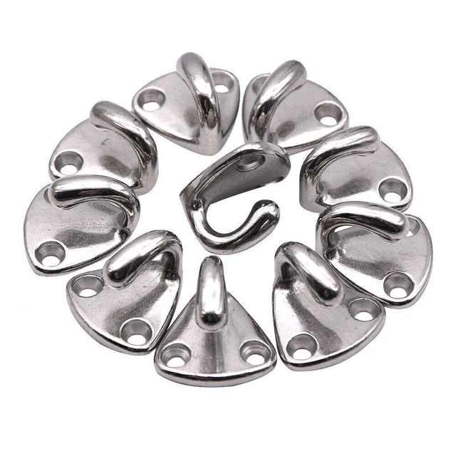 10pcs Marine 316 Stainless Steel Mini Boat Fender Hook Carabiner Pad Eye Marine
