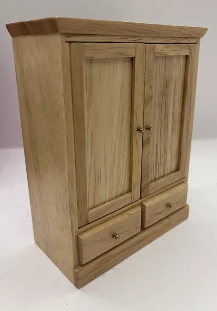 dolls house Pine Wardrobe With Drawers Sliding Doors  1/12th Scale (80)