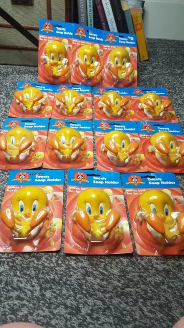 14 x New Vintage Looney Tunes Tweety Soap Holders  RARE Mint On Card 1998