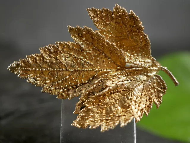 Wunderbare 925 Sterling Silber Brosche Blatt Vergoldet Flora Danica Dänemark