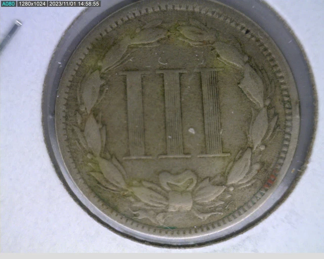 1867 three cent nickel (40-429 11m3) 2