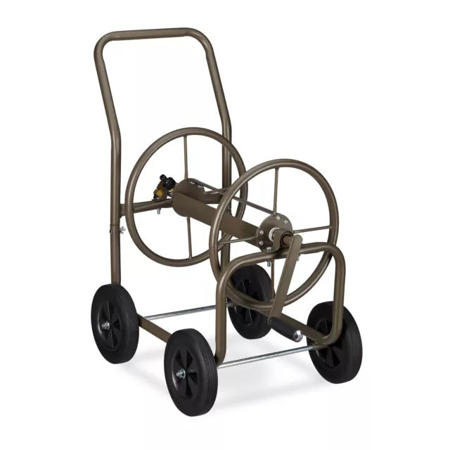 Hose Reel Cart Metal Garden Hose Pipe Trolley Watering Hose Reel 3/4” 60 m
