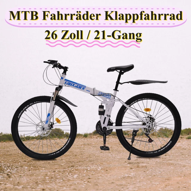 26 Zoll Klapprad Mountainbike 21 Gang  Faltbares Fahrrad Erwachsene, MTB  Klappfahrrad 286 Lbs Tragkraft