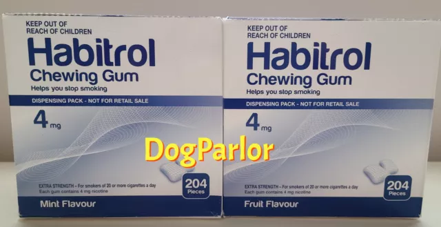 Habitrol 4mg Nicotine Gum Mint & Fruit Bulk Combo New Size 6 Boxes = 1224 Pieces