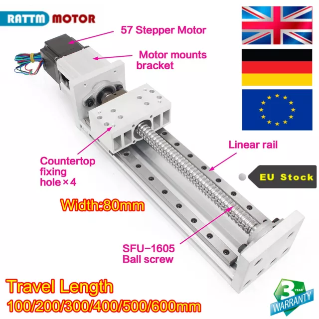 〖UK〗 CNC Linear Stage Actuator Motion Rail Guide 4"-23'' 100-600mm Travel Z-Axis