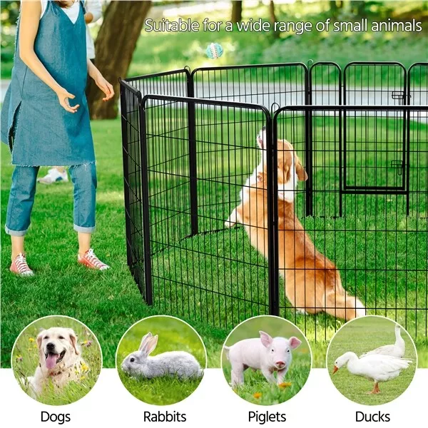 Metal Dog Playpen 24/32/40in 2/4/8/16 Panels Outdoor Pet Fence Exercise Pen