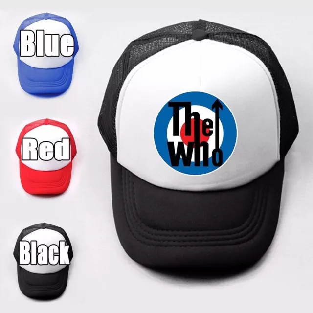 Fashion The Who MODS Pattern Plain Trucker Baseball Cap Solid Mesh Curved Hat