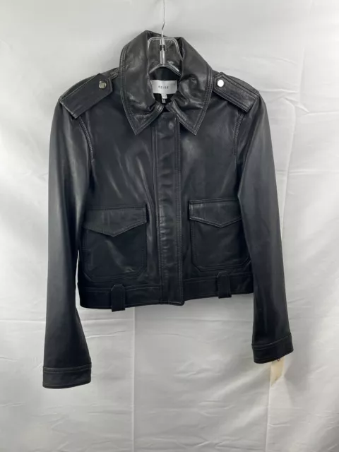 Reiss Black Leather Jacket Women’s Size 6 Great Condition