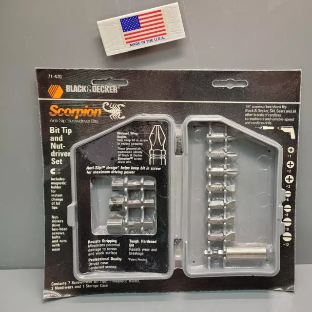 Black & Decker #71-462, Scorpion Anti-slip screwdriver bits w/magnetic  holder.