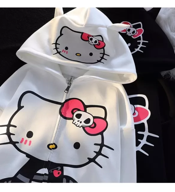 Süßer Hello Kitty Cartoon Hoodie Kapuzen Pullover Y2K Anime Herbst Coat Gifts DE