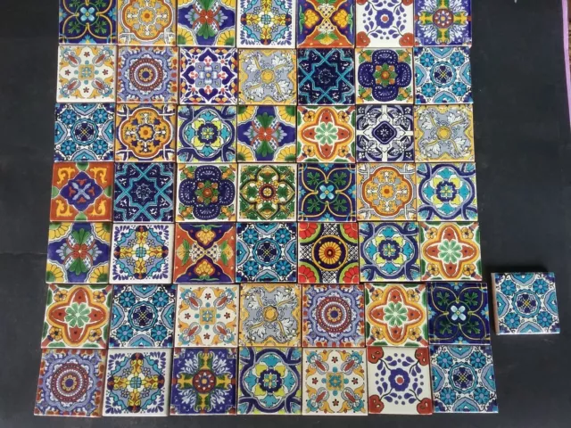 MEXICAN TALAVERA TILES x 50 ( 5cm x 5cm )  SALE SALE SALE  set F