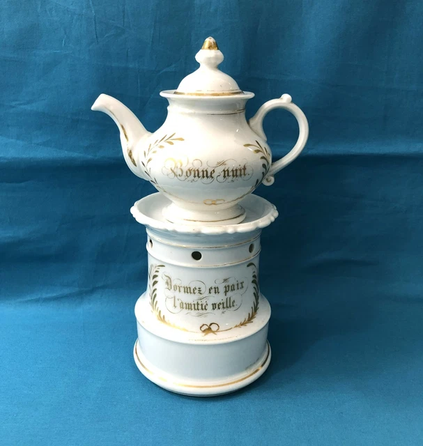 Théière Ancienne En Porcelaine Blanche Style Art Déco (23 Cm) - Années 1920-1949 - Reproduction Sous Licence