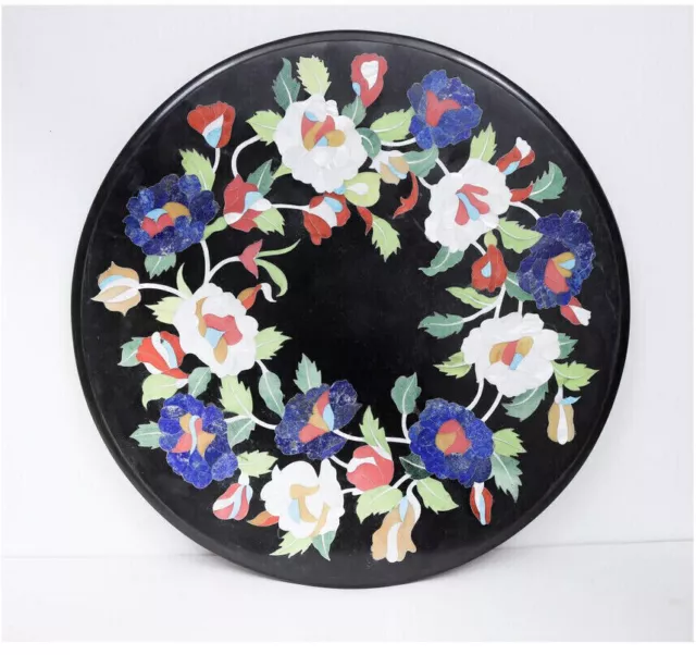 13" schwarzer Marmor-Couchtisch mit Intarsien aus Pietra Dura,... 3