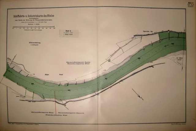 Rheinkarte 8 HOFGUT GRIND, 1:10.000, gedruckt ca. 1912, größer als DIN A 3 !!