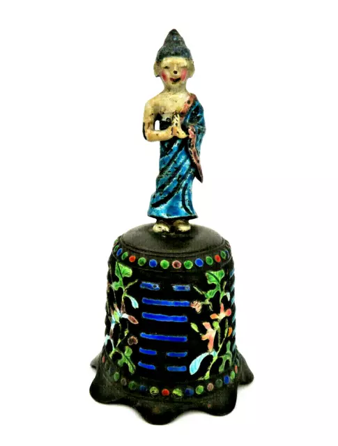 Antique Qing Chinese Enamel Bell ~ Taoist Immortal Figure