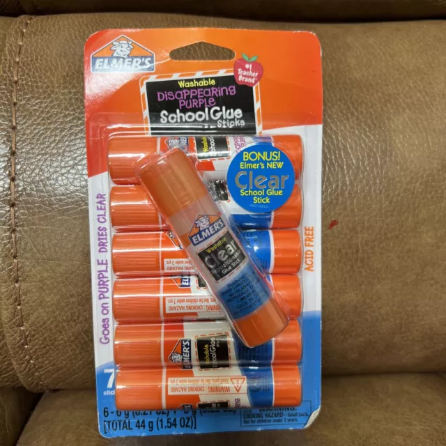 ELMER'S WASHABLE DISAPPEARING Purple School Glue Sticks, 0.21 Oz,5 Pack  $5.99 - PicClick