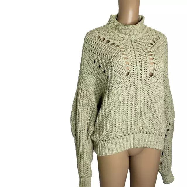 Women's EU 42 Isabel Marant Etoile Jarren Ecru Beige Crochet Mock Neck Sweater 3