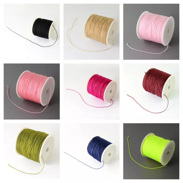 1-10m  Nylon Beading Cord Thread Braided Jewellery DIY Craft 0.5mm dia