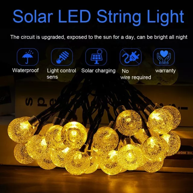 LED String Light Outdoor Solar Lamp Colorful Ball Garden Christmas Wedding Decor 3