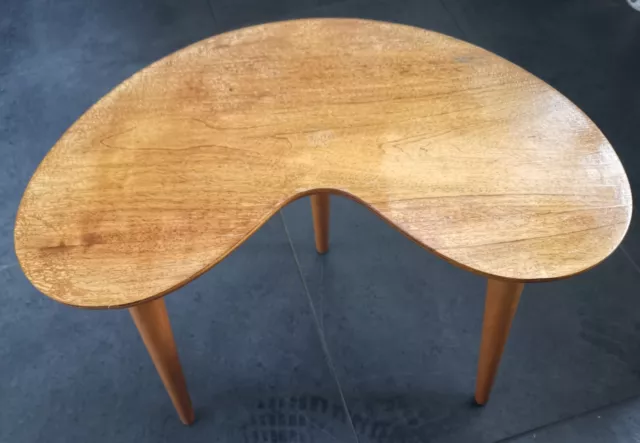 Vintage 1960-70's Kidney Shaped 3-Legged Small Side Table