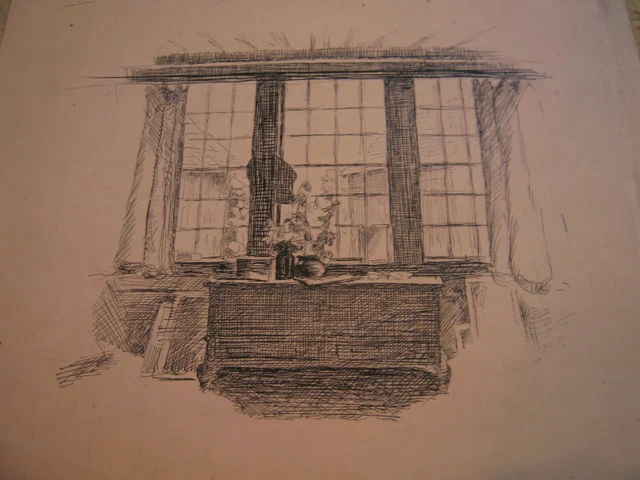 Vintage Antique Début 20th Siècle Edward Comly Trego Dessin De Bureau & Windows 2