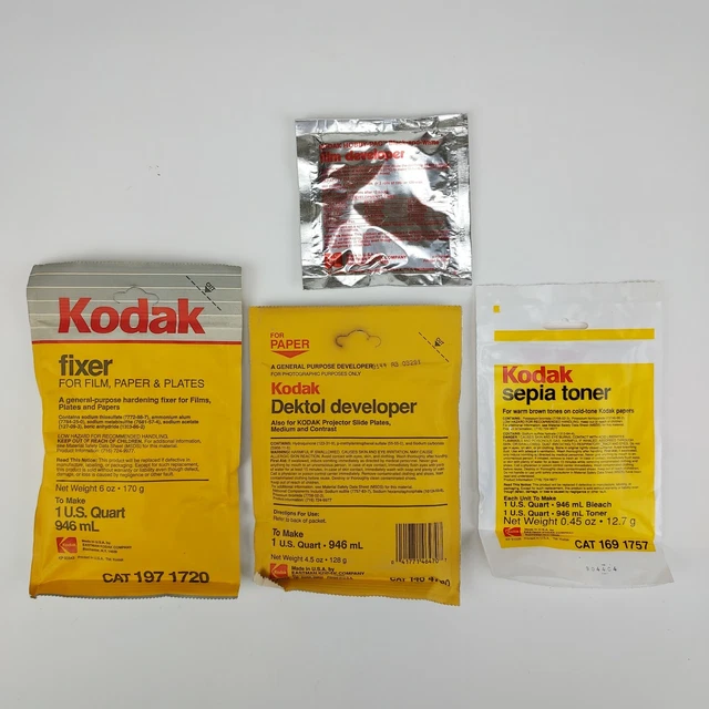 Vintage Lot KODAK Dektol, Fixer, Sepia Toner, BW Liquid Developer, New Old Stock
