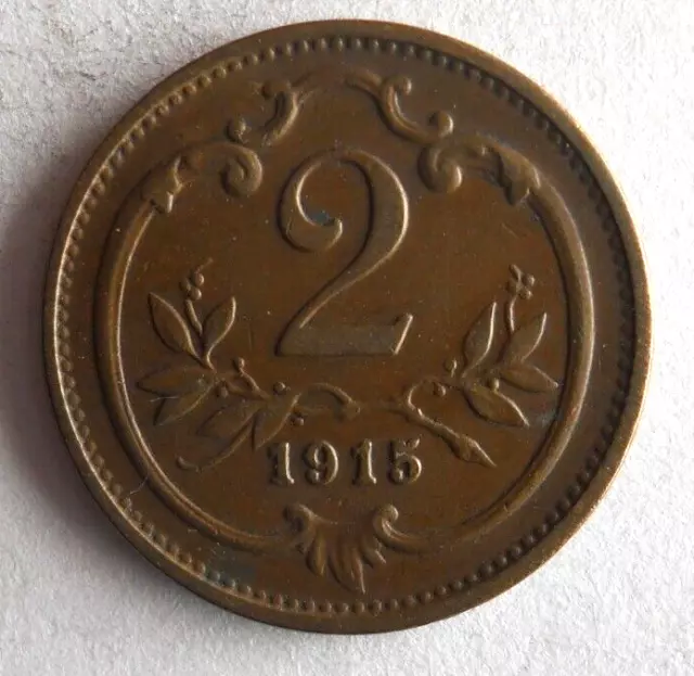 1915 Autriche 2 Heller - Excellent Vintage Pièce de Monnaie Autriche Poubelle #A