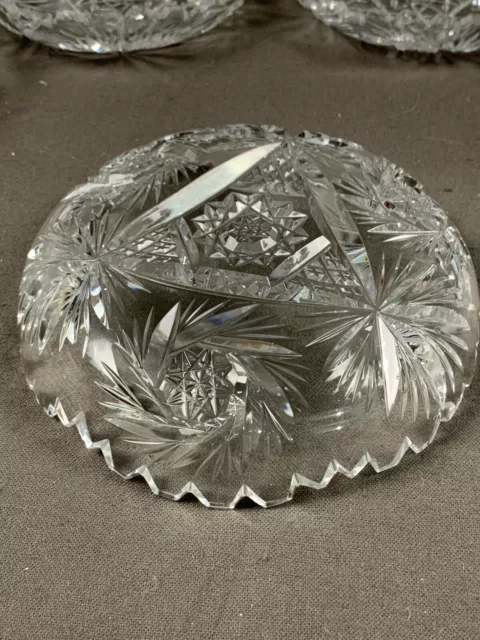 Antique Lot of 9 ABP American Brilliant Cut Crystal Glass Small Low Bowl 366 8