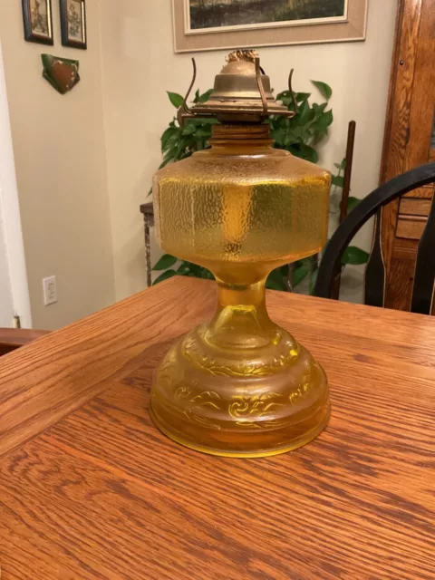 VTG P&A (Plume & Atwood) Risdon Amber Glass Oil Lamp